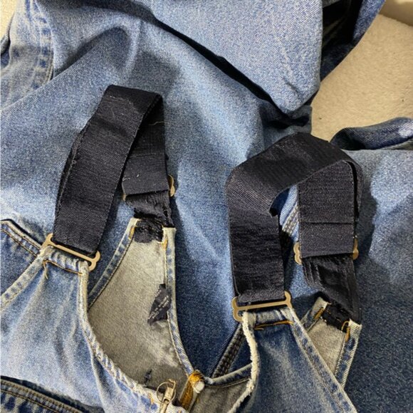 Vintage Toro Blue Distressed Denim Cropped Overalls 2XL - Picture 6 of 16